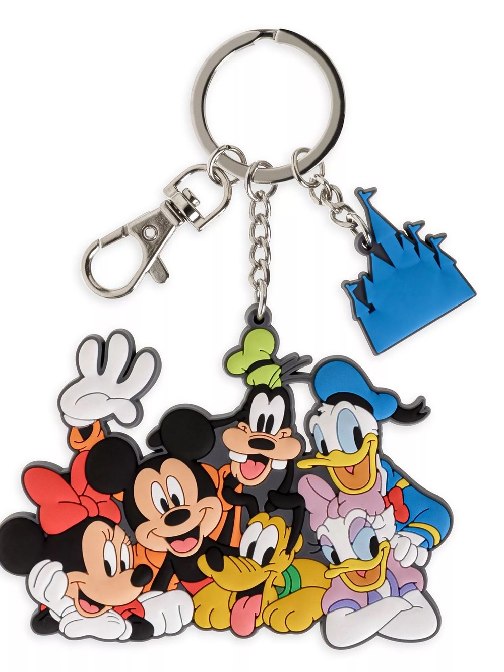 Disney Multicolor Mickey & Friends Rubber Keychain with Blue Castle Charm